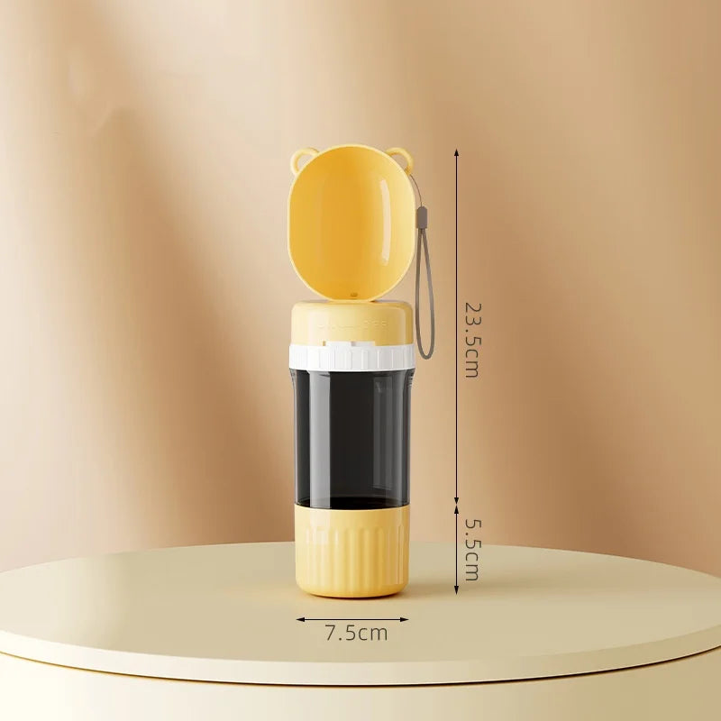 2-in-1 Leakproof Pet Bottle: 400ml Water + 180ml Food | On-the-Go Dog/Cat Travel Bowl for Hiking/Camping | Compact Dual Storage