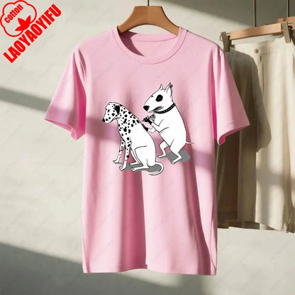the SPOT STEALER - Funny Dalmatian Spot Tattoo Dog Shirt, Quirky Bull Terrier Tattoo Design Tee, Humorous Pet Lover Gift T-Shirt, Men/Women Summer Tops