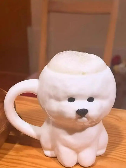 Novelty Puppy Mugs Bichon Frise Puppy Ceramic Mug Cute Creative Home Drinking Cup Coffee Cup Couple Cup Festival Gifts