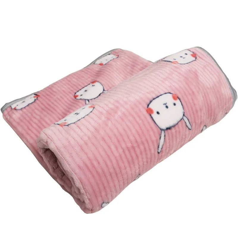 Soft Fluffy Flannel Dog Blanket Cute Cartoon Print Pet Bed Sheet Mat Warm Breathable Cat And Dog Sleeping Blankets Pet Supplies