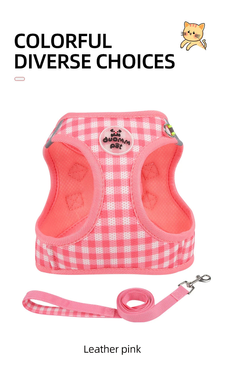 the PLAIDBUDDY HARNESS - Puppy/Kitten Chest Strap, Fresh Plaid Kitten/Puppy Leash, Anti-Break Adjustable Reflective Pet Chest Strap, Small Dog/Kitten Chest