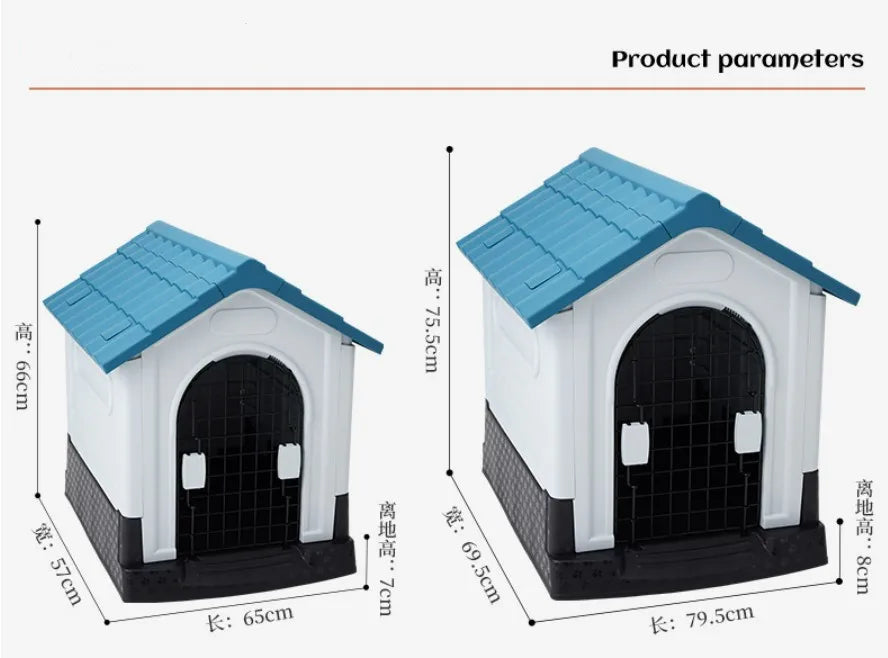Luxury Dog House Series Outdoor Small Medium Large All Season Rainproof Plastic Kennel Dog House With Window