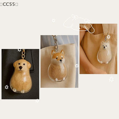 〔CC55〕Clear Puppy Hair Memorial Keepsake Capsule Pet's Dog Fur Container Pendant Keychain Decor Pet Lovers Home Display Gifts