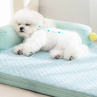 Spring and Summer Upgraded Pillow Sofa Pet Nest, Ice Silk Cat and Dog Cooling Pad, Washable Bottom Waterproof and Anti slip