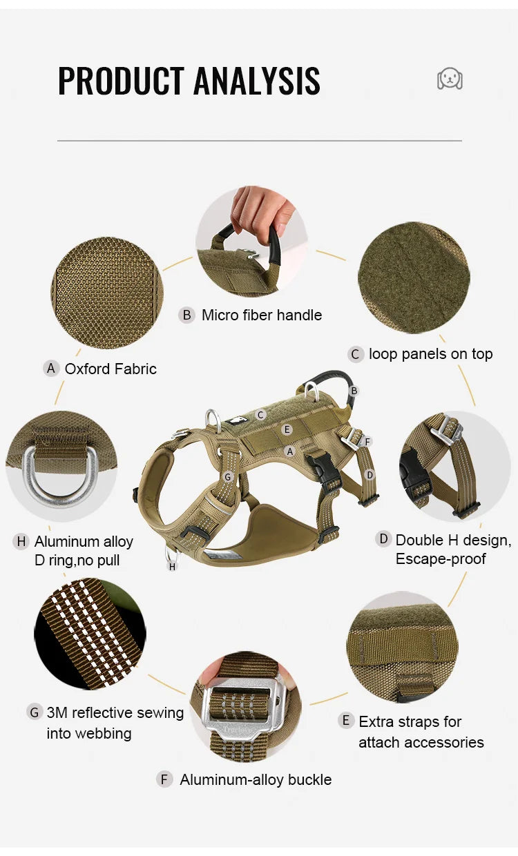 Truelove Escape Proof Pet Harness No Pull Reflective Adjustable Soft Padded Pet Vest Service Dog Harness Handle Climbing TLH7011