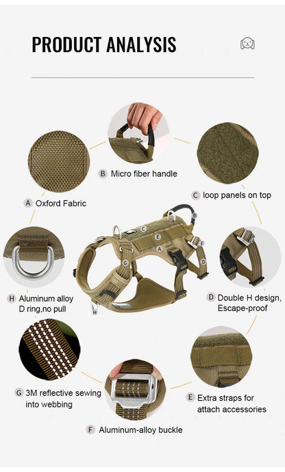 Truelove Escape Proof Pet Harness No Pull Reflective Adjustable Soft Padded Pet Vest Service Dog Harness Handle Climbing TLH7011