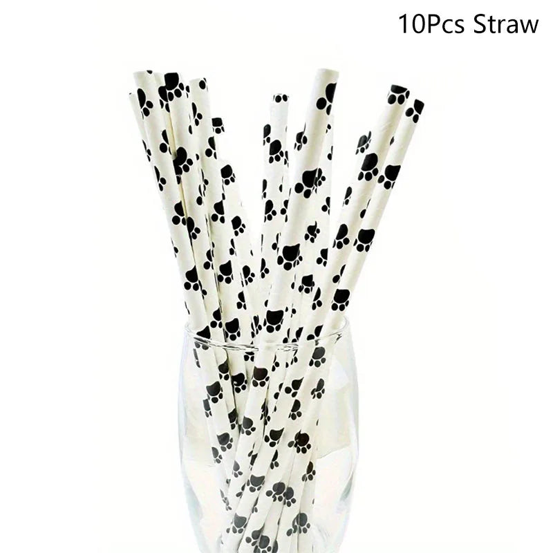 Dog Party Decoration Pet Party Tableware Plate Cup Napkin Tablecloth Birthday Party Banner