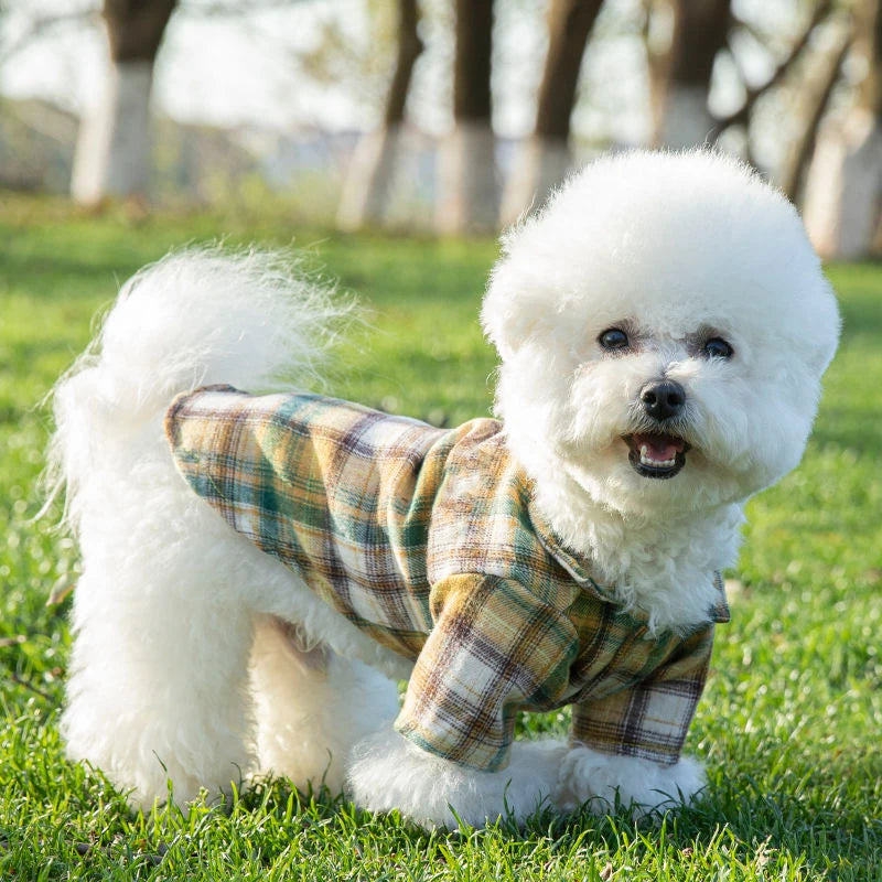 Summer Pet Shirt British Style Plaid Dog Vest Clothes For Small Dogs Chihuahua Cotton Puppy Shirts
