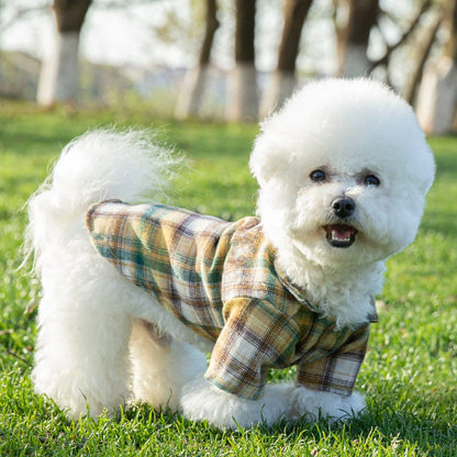Summer Pet Shirt British Style Plaid Dog Vest Clothes For Small Dogs Chihuahua Cotton Puppy Shirts