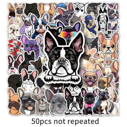 10/30/50PCS Cute Cartoon French Bulldog Animals Dog Sticker DIY Phone Laptop Luggage Skateboard Graffiti Decals Fun for Gift