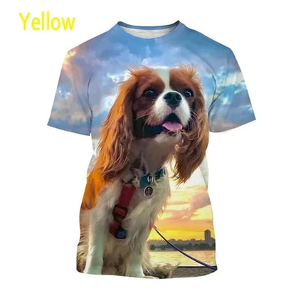 the COOL CAVALIER - Beautiful Cavalier Dog 3D Printed T-Shirt, King Charles Spaniel Fashion, Men/Women's Personality Hip Hop Casual T-Shirt Tees Tops