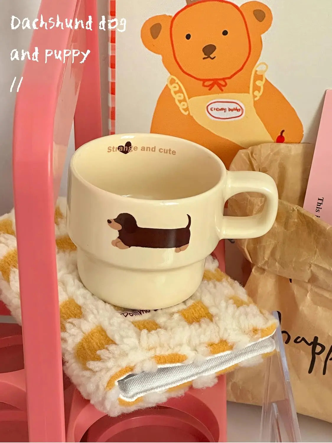 Cute Dachshund Dog Coffee Mug Funny Novelty Ceramic Tea Cup Dishwasher Microwave Safe Home Ideal Gifts for Men Women