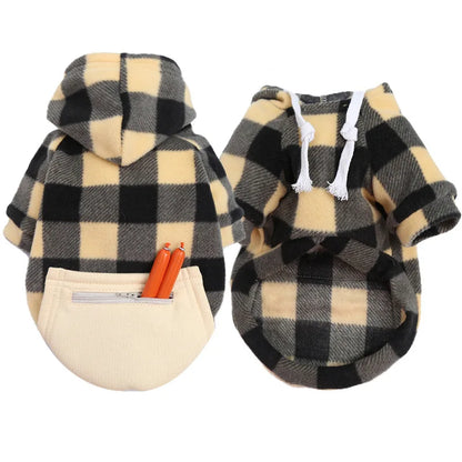 Autumn and Winter Warm Pockets Zipper Small Medium and Large Dog Clothes Pet Cat Teddy Bathroom Clothing Supplies