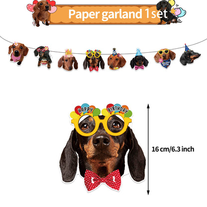 Cute Dachshund Theme Birthday Party Decorations Lovely Puppy Backdrop Cake Insert Banner Balloon Baby Shower Supplies Child Gift