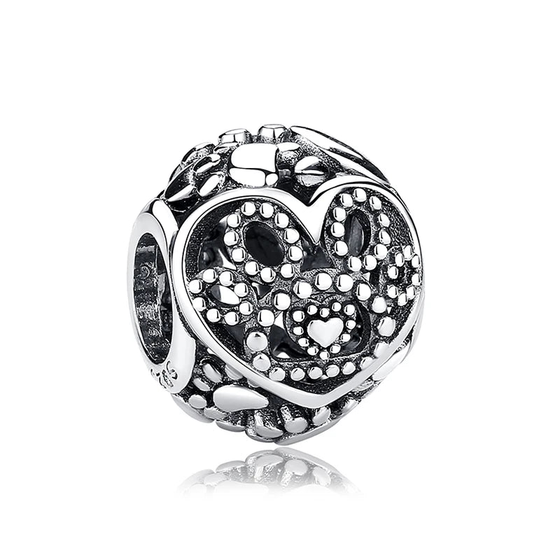 Original 925 Sterling Silver Charms Love Pets Dog Cat Paw Print Pendant Beads Fit Brand Bracelets Necklaces Women DIY Jewelry