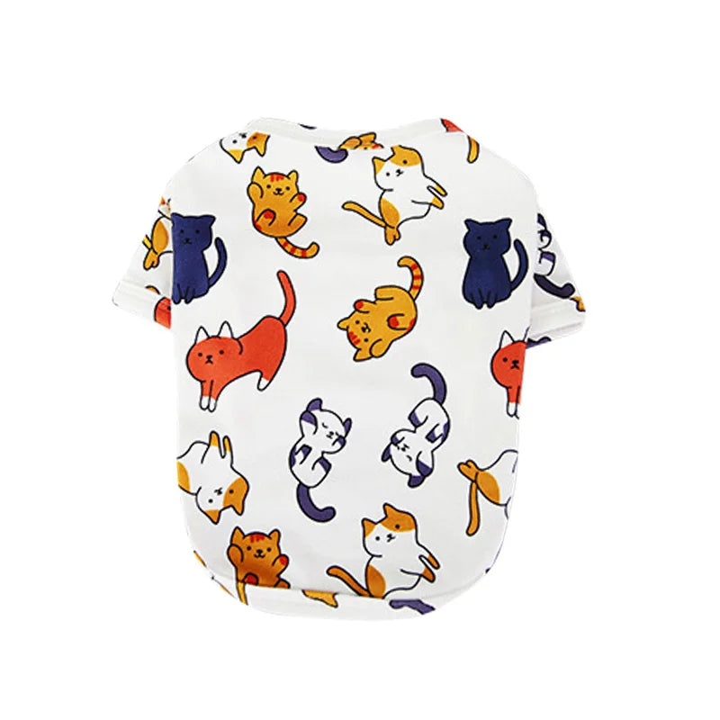Spring Summer Pet Vest Breathable Cartoon Print Pet T-shirt for Small Medium Dogs Cats Puppy Clothes Chihuahua Bichon Costume