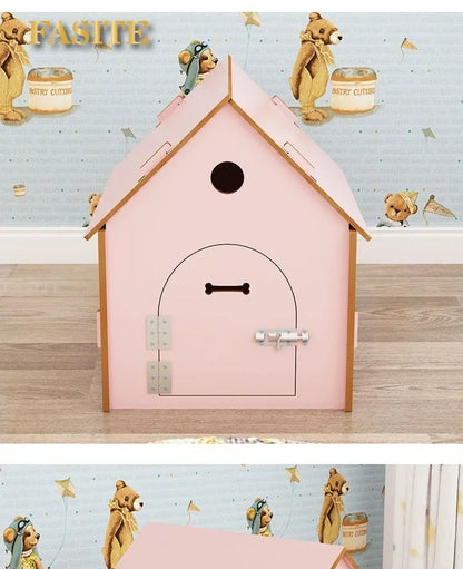 the RED BARN DOGHOUSE - Top Cover Doghouse, Outside Easy Installed Winter Gate Door Window External Entrance Nest, Home Pets Products