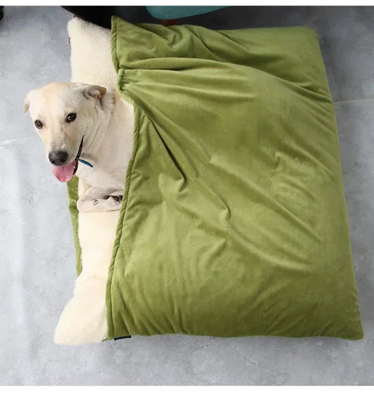 Winter Warm Pet Bed Washable - Bite-Resistant Dogs Kennel Removable Puppy Sofa Cushion Plush Cat Mat for Large Pet Sleeping Bag