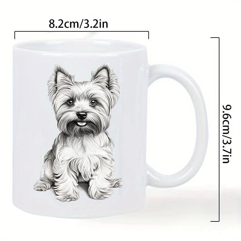 West Highland Terrier Dog Mug - Cute Coffee Cup with Fluffy Facial Features, Heavy-Charge Compatible Ceramic Cup for Tea, Hot Ch
