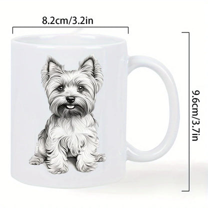 West Highland Terrier Dog Mug - Cute Coffee Cup with Fluffy Facial Features, Heavy-Charge Compatible Ceramic Cup for Tea, Hot Ch