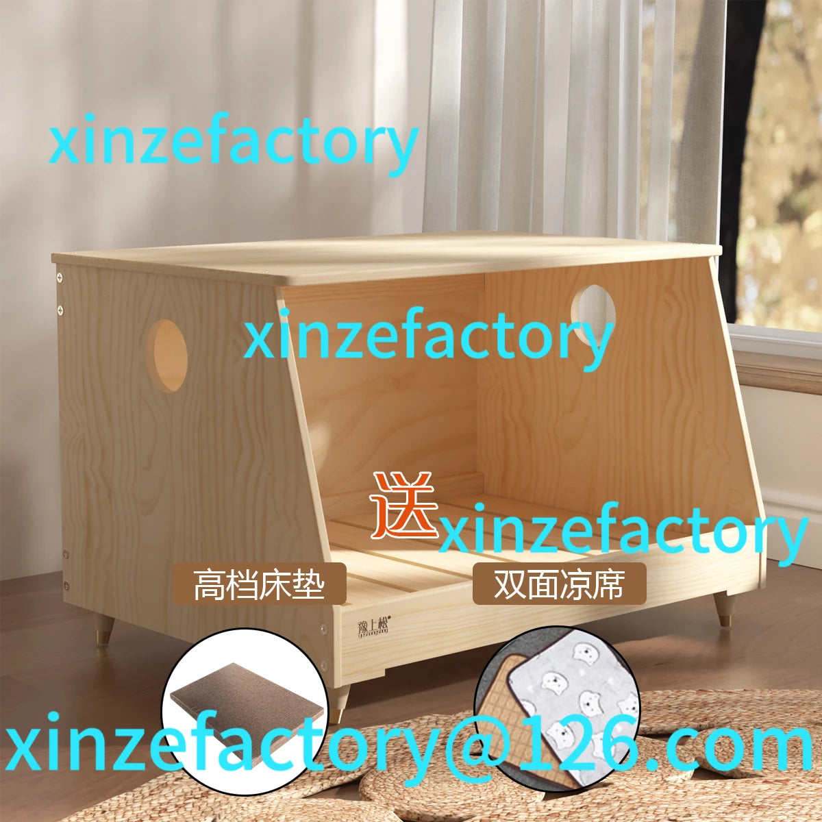 Customizable Kennel solid wood off the ground dog bed large medium and small dog Internet celebrity bedside pet bed dog villa fo