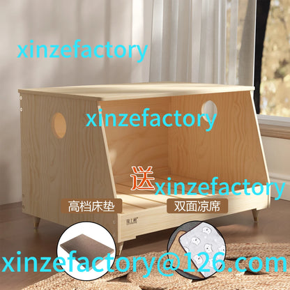 Customizable Kennel solid wood off the ground dog bed large medium and small dog Internet celebrity bedside pet bed dog villa fo