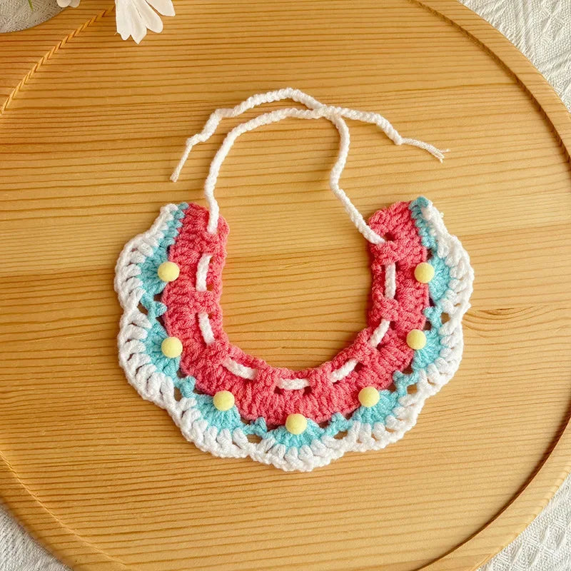 the CROCHET CANINE - Pet Dog/Cat Birthday Hat, Pet Party Dress Up, Photo Decoration, Dog Neck Cute Handmade Set, Dog Accessories for Small Dogs/Puppy