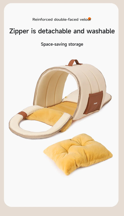 HOOPET Enclosed Dog Bed for Anxiety, Self Warming Calming Pet Tent with Removable Plush Mat, Washable Large Indoor House