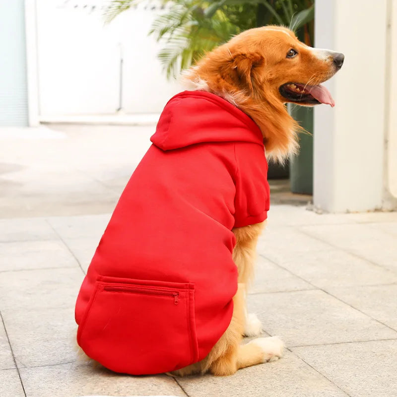 Big Dog Hoodies Autumn and Winter Pet Zipper Pocket Hoodies for Large Medium Sized Dog Clothes Pet Clothing