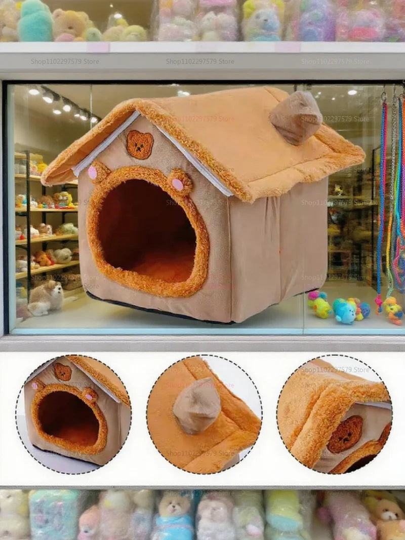 Enclosed Kennel with Dirt Resistance Durable Comfortable Cat House Villa Detachable Washable for All Seasons Indoor Outdoor Use