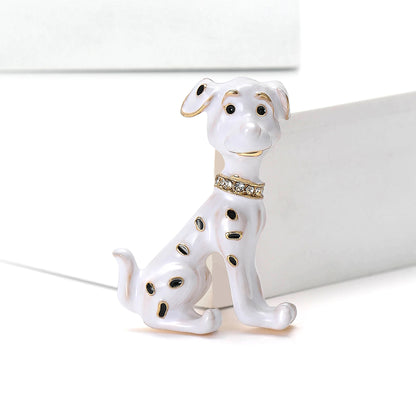 Enamel Puppy Brooches for Women Unisex Rhinestone Animal Pin Dog Lapel Pins Office Party Friend Luxury Gifts Jewelry Accessories