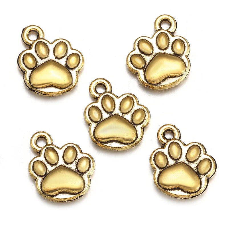 20pcs 6 Colors Dog footprints Charms For Bracelets Necklace Pendant DIY Handmade Jewelry Making accessories 10*12mm D9347