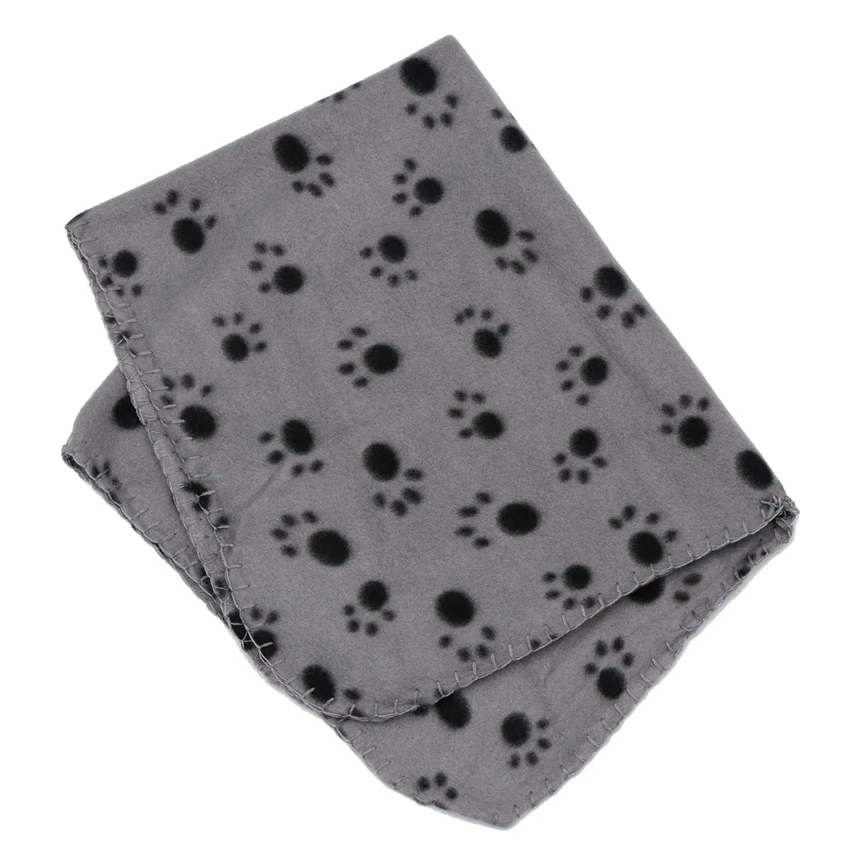 Pet Double-Sided Fleece Blanket Dog Cat Animal Paw Pattern Grey Background Puppy Kitten Bed Sleep Mat Warm Soft Comfort