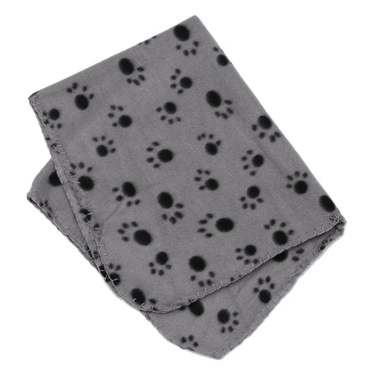 the PAWPATTERN DOUBLE-SIDED BLANKET - Pet Double-Sided Fleece Blanket, Dog/Cat Animal Paw Pattern Grey Background Puppy/Kitten Bed Sleep Mat, Warm Soft Comfort