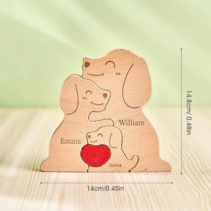 Art Wooden Dog Puzzle Personalized Name Custom Free Laser Engraving Home Gifts Home Decor Thanksgiving Christmas Gifts for Mom