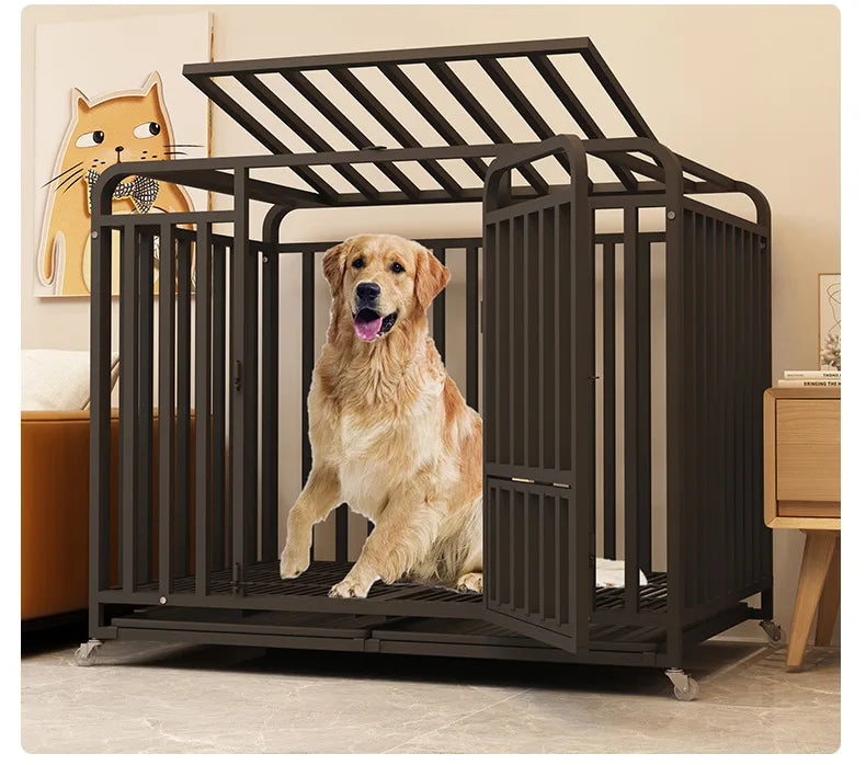 Large Dog House Dog Cage Heavy Duty Metal Kennel Indoor Outdoor Pet Cage For Big Dogs Wholesale Strong Steel Frame