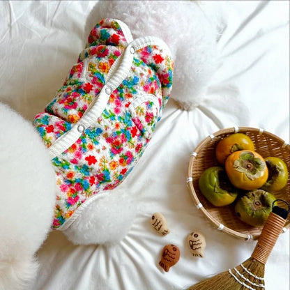 Warm Pet Vest Coat Floral Print Fleece Vest Chiuahua Yorkshire Thick Coat for Small Medium Dog Two-legged Clothes Pet Costume