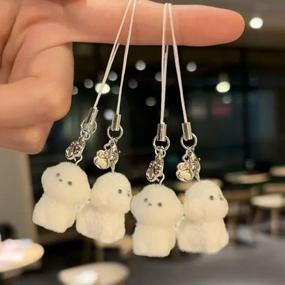 1/2Pcs Kawaii Puppy Keychain 3D Flocked Dog Little Plush Animal Pendant Backpack Car Keyrings Charms Hangs Decor Accessories