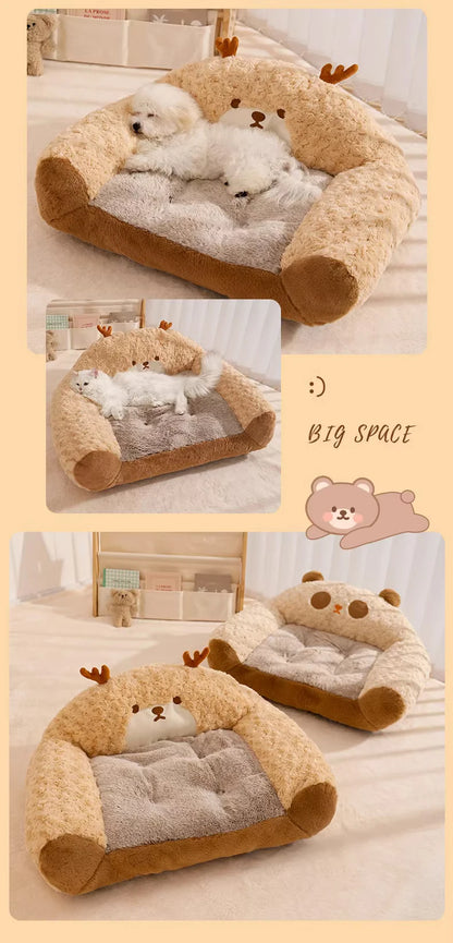 HOOPET Modern Plush Pet Kennel Sofa,Thick Plush Dog Kennel,Cat Kennel,Comfortable Warm Pet Sleeping Bed,Luxury Pet Home