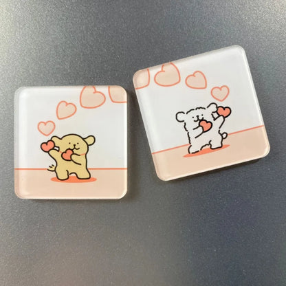 2pcs Cute Lover Dog Jigsaw Refrigerator Magnets Cartoon Fridge Blackboard Whiteboard Photo Message Magnets Decorative