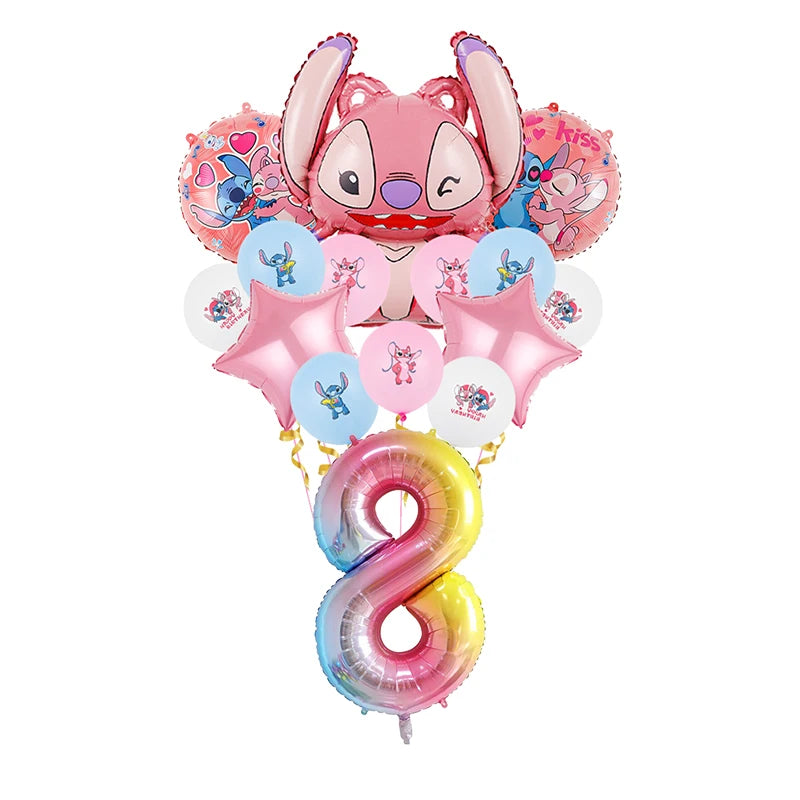 Disney Lilo Stitch Birthday Party Decoration Kids Stitch Theme Tableware Set Angel Balloons Happy Banner Supplies For Girl Favor