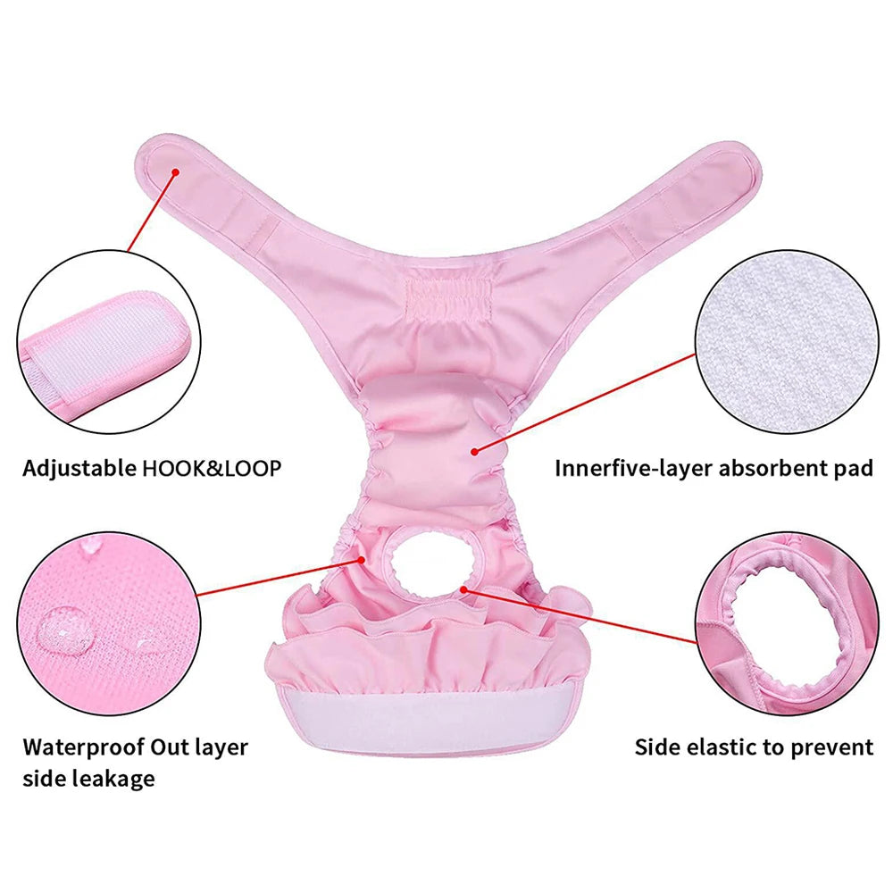 Female Dogs Diaper Washable Pets Physiological Pants Sanitary Panties Leakproof Menstrual Underwear for Small Large Dogs Shorts
