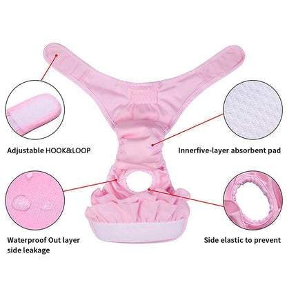 Female Dogs Diaper Washable Pets Physiological Pants Sanitary Panties Leakproof Menstrual Underwear for Small Large Dogs Shorts