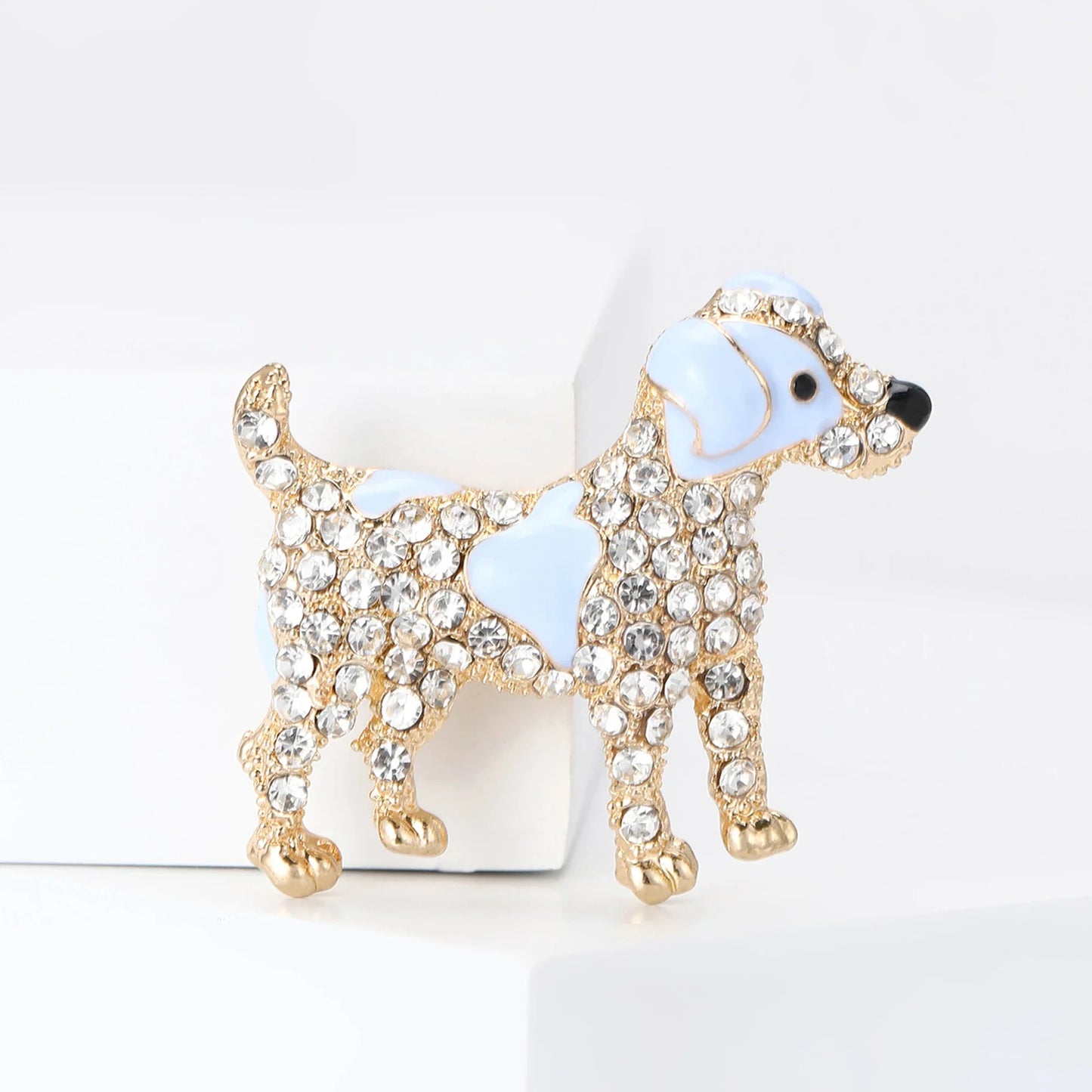 Rhinestone Puppy Brooches for Women Unisex Enamel Animal Pins Dog Lapel Pins Event Party Backpack Decoration Clothes Accessories