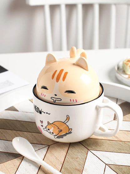 Shiba Inu Cat Coffee Cup Home Cartoon Animal Decoration Cup Creative Couple Ceramic Cup Afternoon Tea Breakfast Milk Tableware