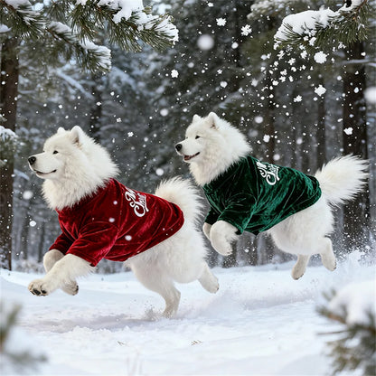 Christmas Big Dog Pullovers Autumn Winter Warm Pet Clothes for Medium Large Dogs Samoyed Husky Sweater mascotas Velvet Clothing