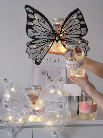 Dog wings glowing butterfly back decoration puppy summer clothes chest back decoration small dog Pomeranian Teddy Bigbear