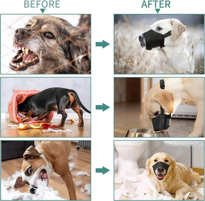 the ANTI-BITE DOG MUZZLE - Soft Air Mesh Dog Muzzle for Small, Medium & Large Dogs – Anti-Bite, Anti-Bark, Anti-Chew, Breathable, Drinkable & Adjustable