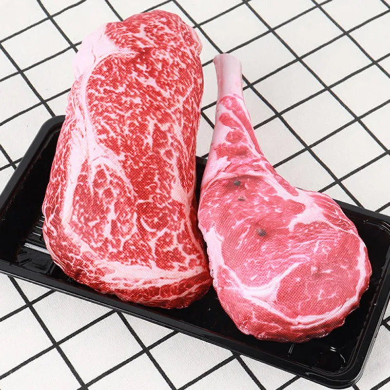 the MEATYMUNCH SQUEAKY - Simulation Steak Pet Chew Sound Dog Toy for Dogs, Bite Resistant Squeaky Puppy/Cat Toys, Pets Products