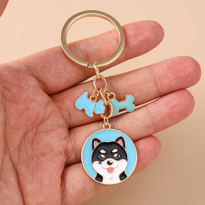 Cute Enamel Puppy Dog Keychain Cartoon Animal Key Ring Pendants for Women Girls Handbag Accessories DIY Jewelry Gifts
